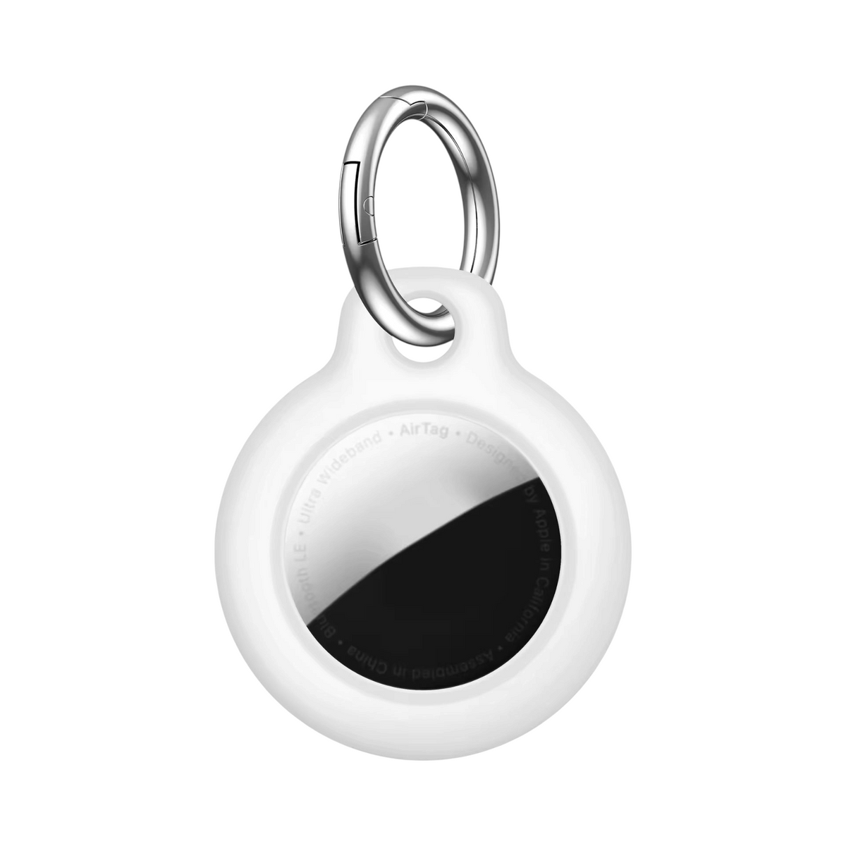 Llavero blanco Halo Tag de The Strap Society México para AirTag con carcasa protectora y argolla metálica resistente.