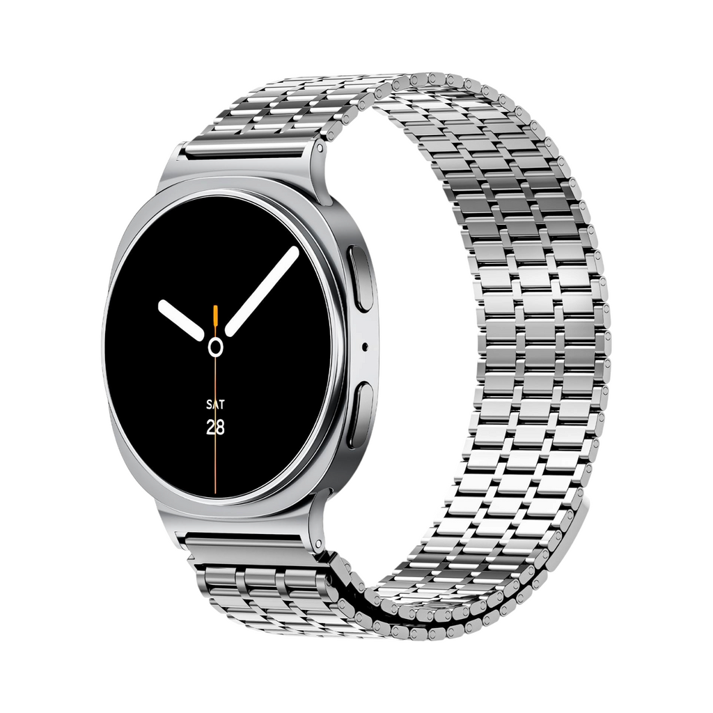 Correa de acero inoxidable Galaxy Prime de The Strap Society México para Galaxy Watch 8 con diseño de eslabones