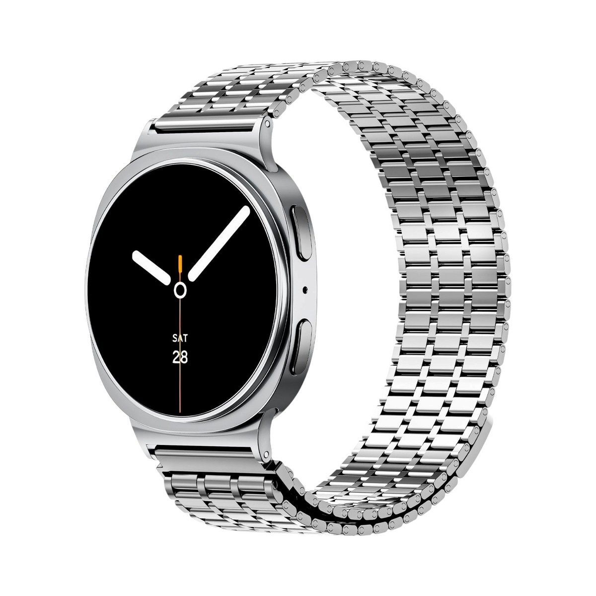 Correa de acero inoxidable Galaxy Prime de The Strap Society México para Galaxy Watch 8 con diseño de eslabones