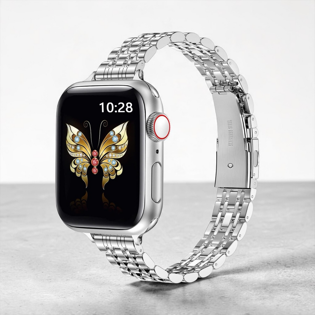 Correa The Strap Society México de acero inoxidable plateado con eslabones finos para Apple Watch de 38/40/41mm
