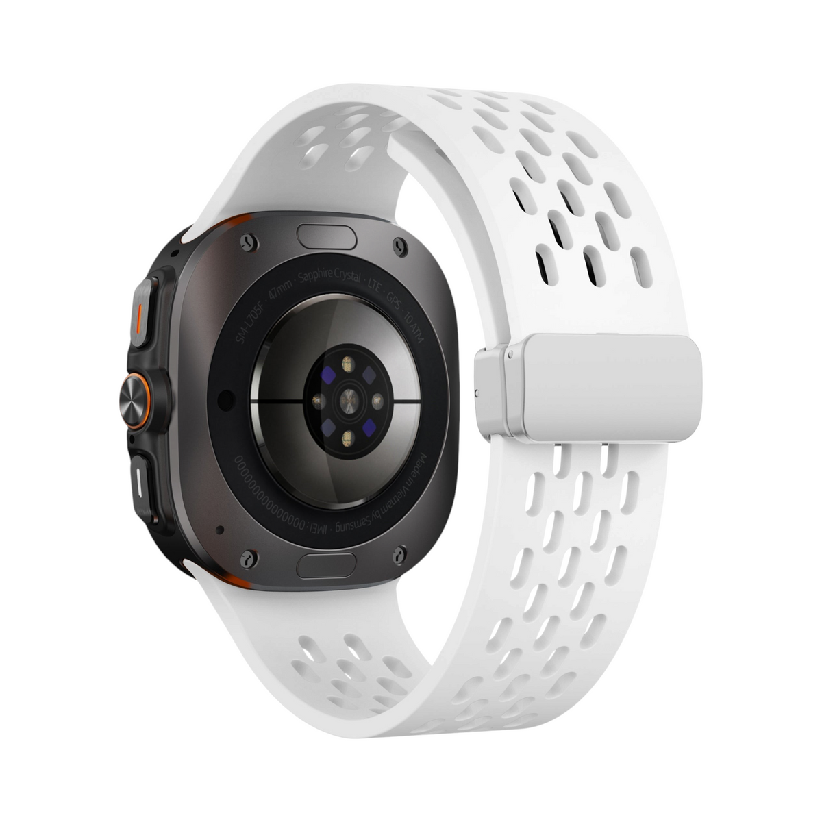 Correa blanca deportiva Ventra de The Strap Society México para Galaxy Watch Ultra con cierre magnético y perforaciones