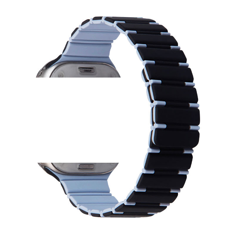 Correa The Strap Society México para Apple Watch en silicón negro y azul claro con cierre magnético ajustable