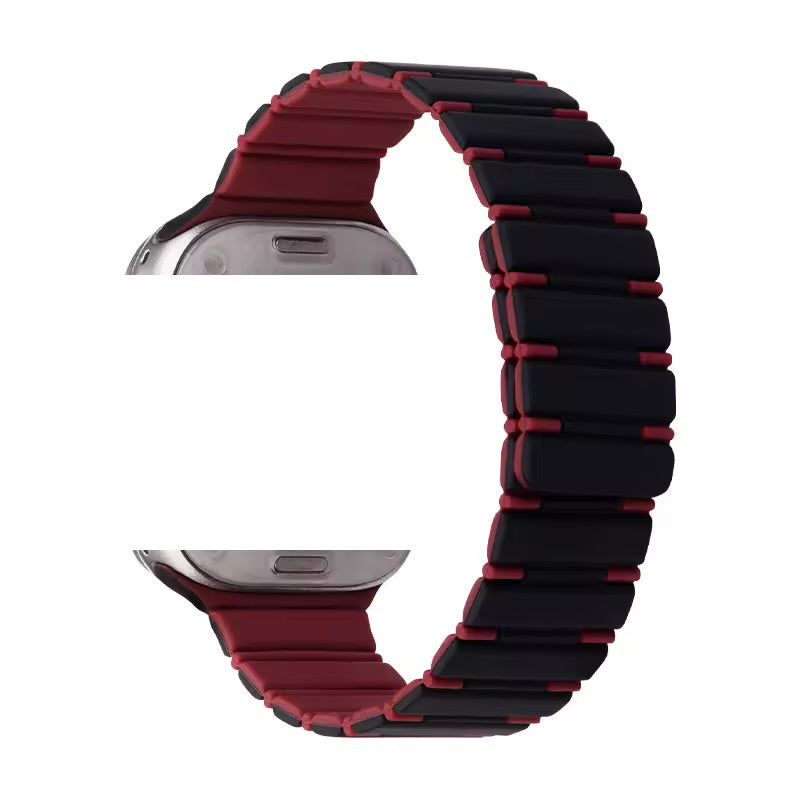 Correa Magnetic Rubber Duo de The Strap Society México para Apple Watch en color negro y rojo con cierre magnético.