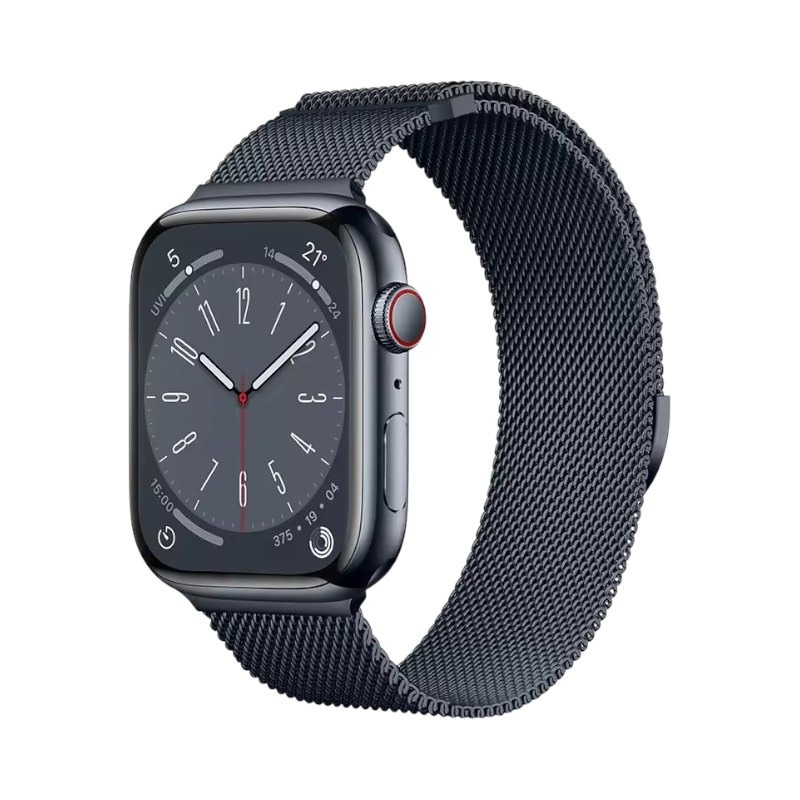 Correa Étoile Milano de The Strap Society México en acero inoxidable negro con malla milanesa para Apple Watch