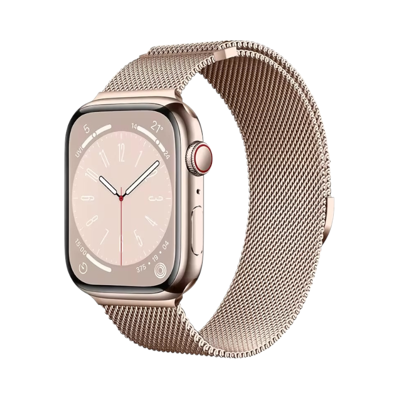 Correa Étoile Milano de The Strap Society México en acero inoxidable color oro rosa con malla milanesa magnética