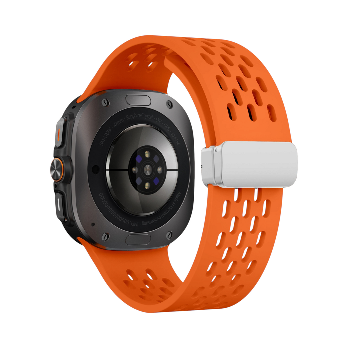 Correa deportiva naranja de silicona Ventra de The Strap Society México para Galaxy Watch Ultra con cierre magnético