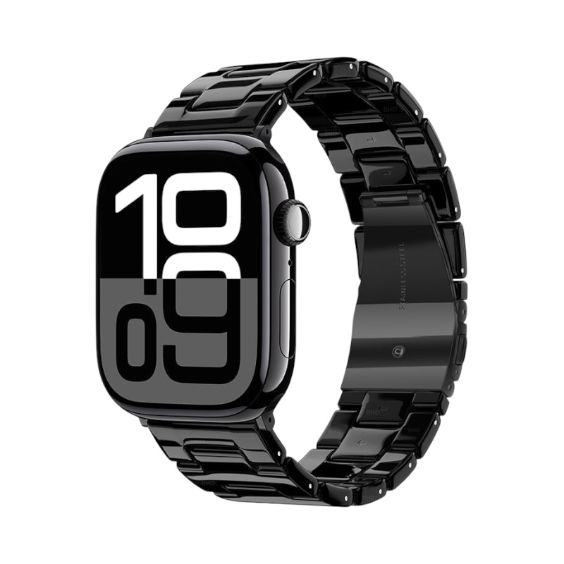 Correa The Strap Society México Warm Marble negra de eslabones brillantes para Apple Watch con acabado elegante