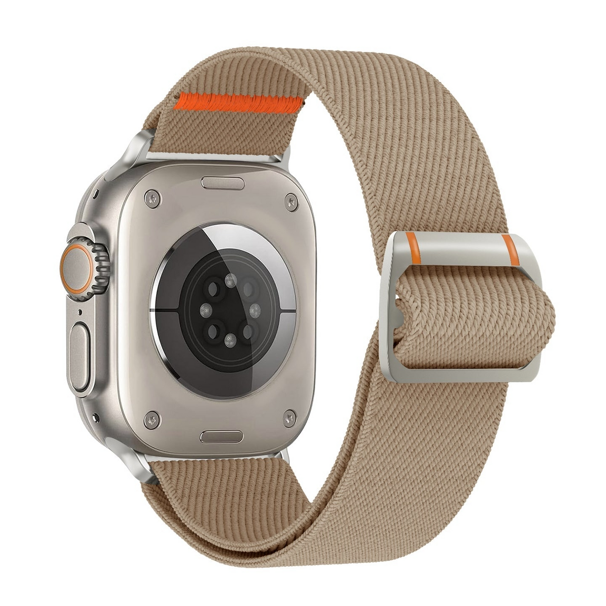 Correa Nomad Trail de The Strap Society México en nylon beige con hebilla de acero para Apple Watch