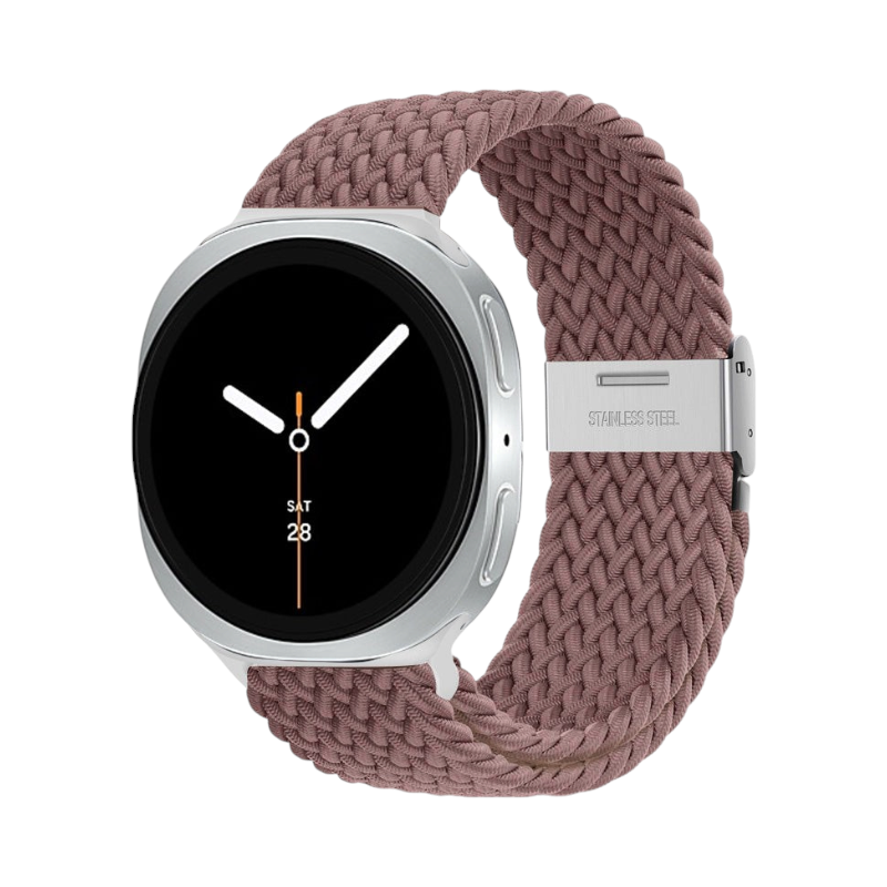 Correa Galaxy Braid de The Strap Society México en color malva para Samsung Galaxy Watch 8 con tejido de nylon