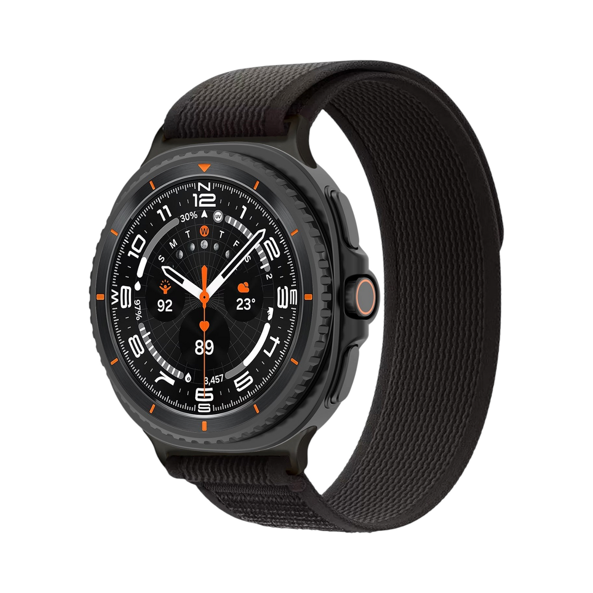 Correa deportiva negra de nylon para Galaxy Watch 8 de The Strap Society México con cierre de velcro ajustable