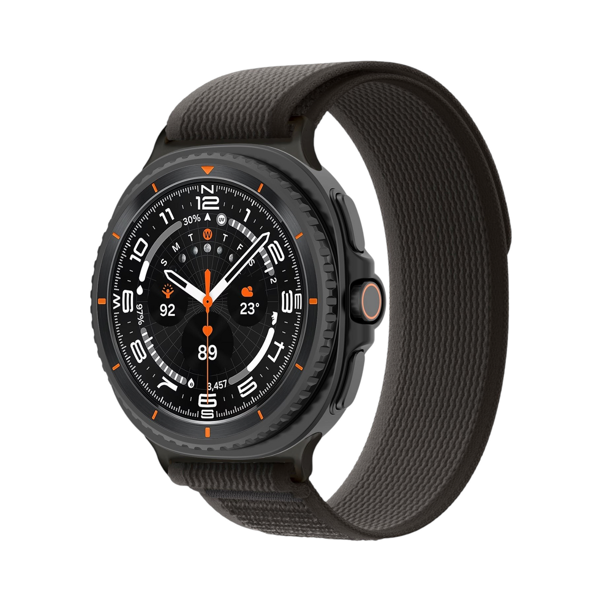 Correa deportiva de nylon negro The Strap Society México para Galaxy Watch 8 con cierre de velcro y tejido texturizado
