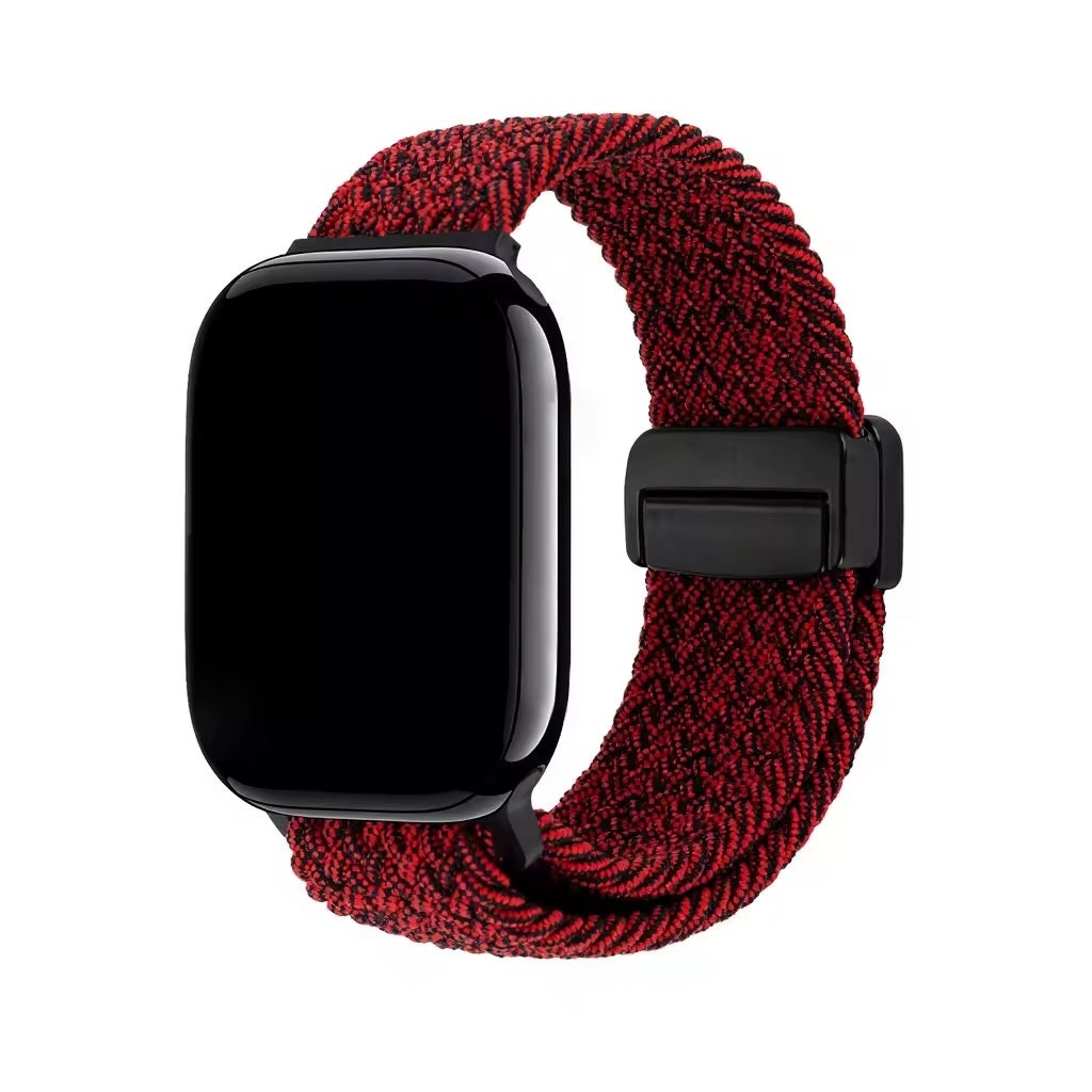 Correa Nova Knit de The Strap Society México para Apple Watch en tejido de nylon rojo y negro con cierre magnético