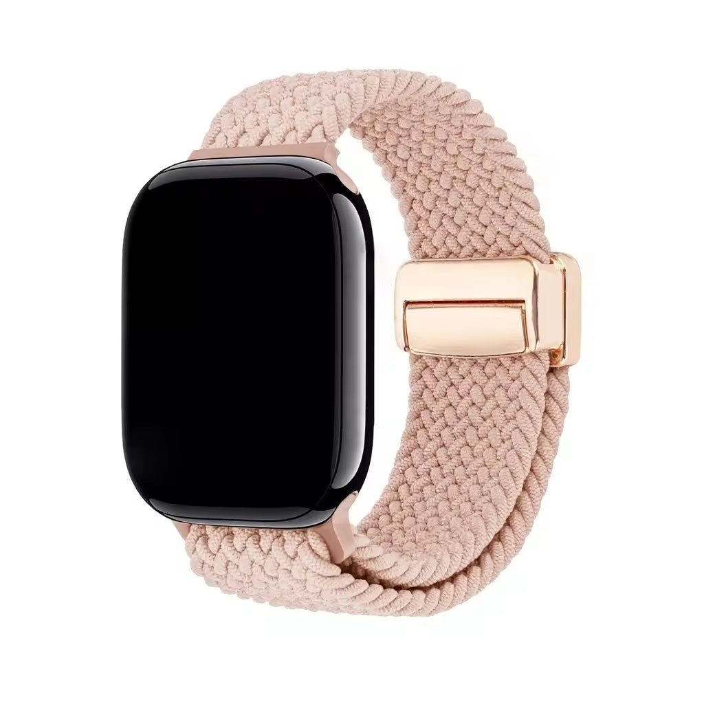 Correa Nova Knit de The Strap Society México en color rosa con tejido de nylon y cierre magnético para Apple Watch