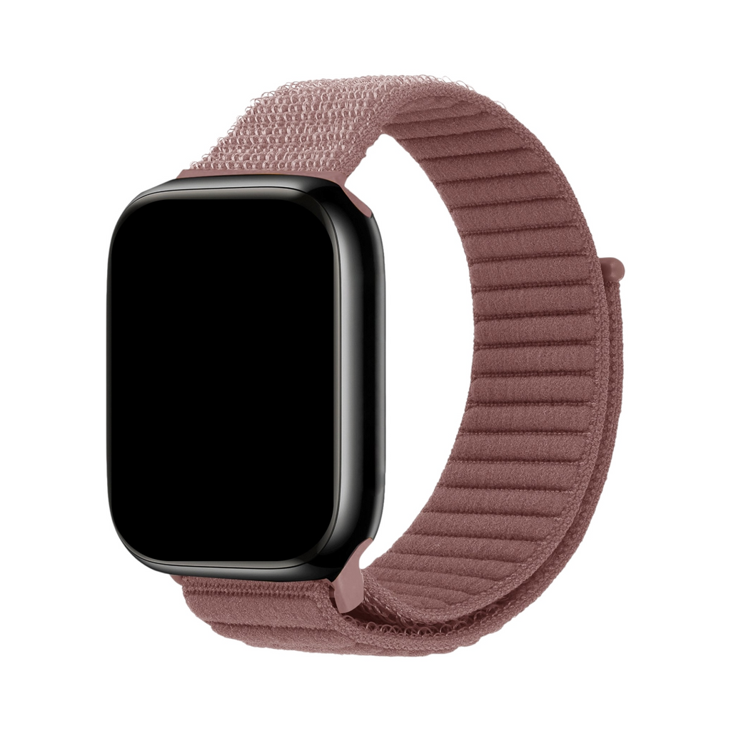 Correa The Strap Society México Aura Soft de nylon acolchado color rosa viejo para Apple Watch con cierre de velcro