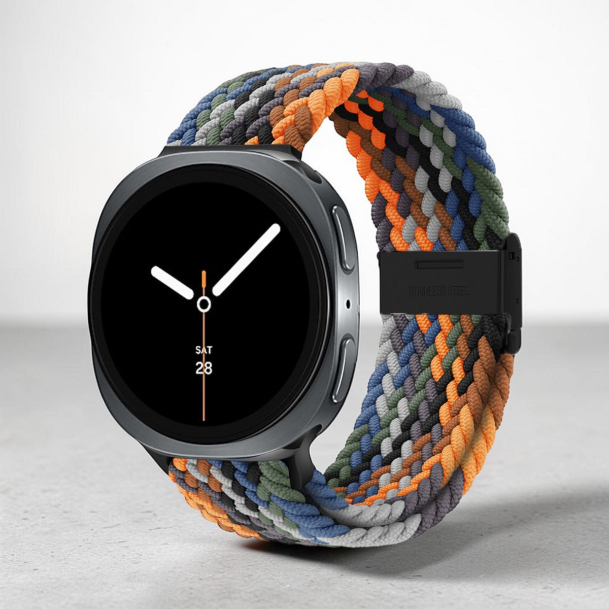 Correa The Strap Society México Galaxy Braid multicolor de nylon trenzado para Samsung Galaxy Watch 8 con cierre negro
