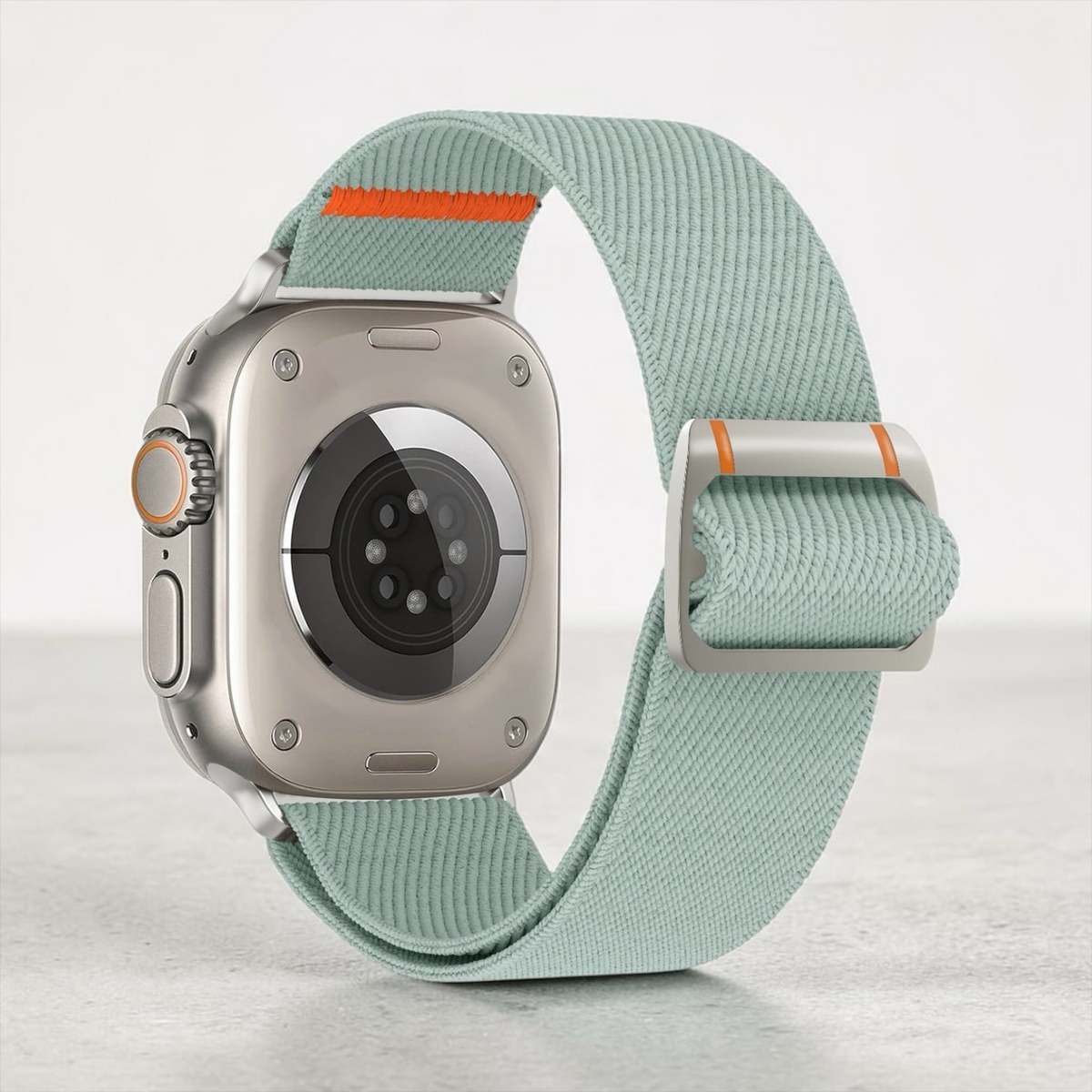 Correa Nomad Trail de The Strap Society México en nylon verde menta con hebilla de acero para Apple Watch