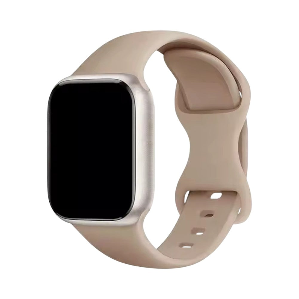 Correa de silicón color beige para Apple Watch de The Strap Society México, diseño flexible y duradero.
