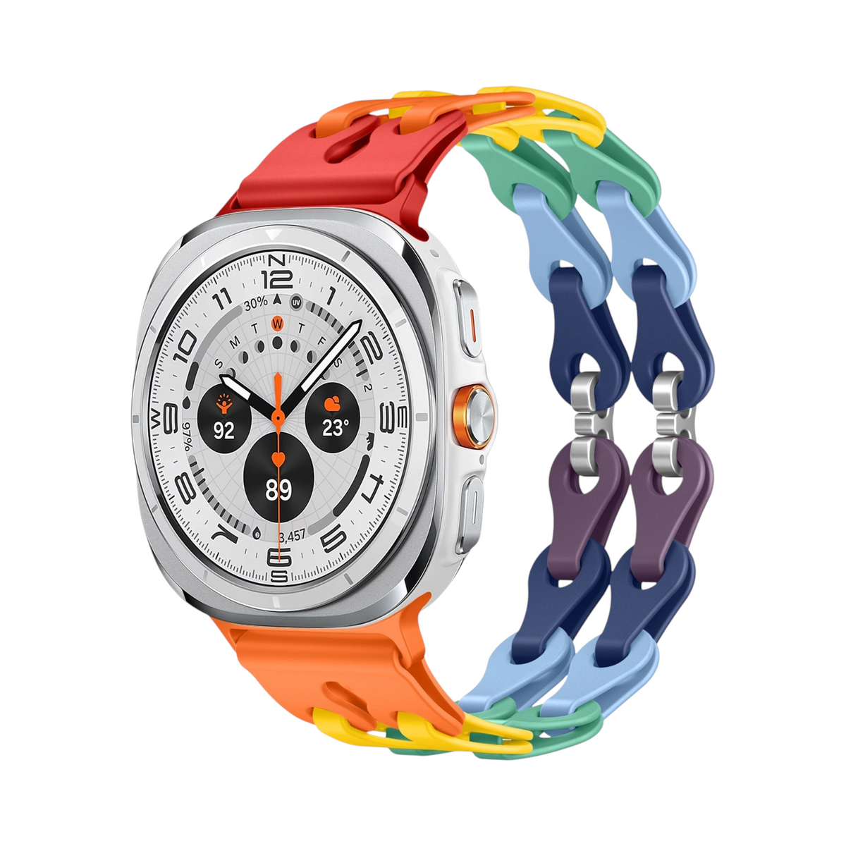 Correa Link Pro de The Strap Society México multicolor para Galaxy Watch Ultra con diseño de eslabones de silicón