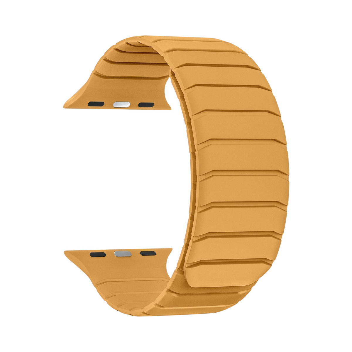Correa Pulse de The Strap Society México para Apple Watch en color ocre, hecha de silicón flexible con cierre magnético