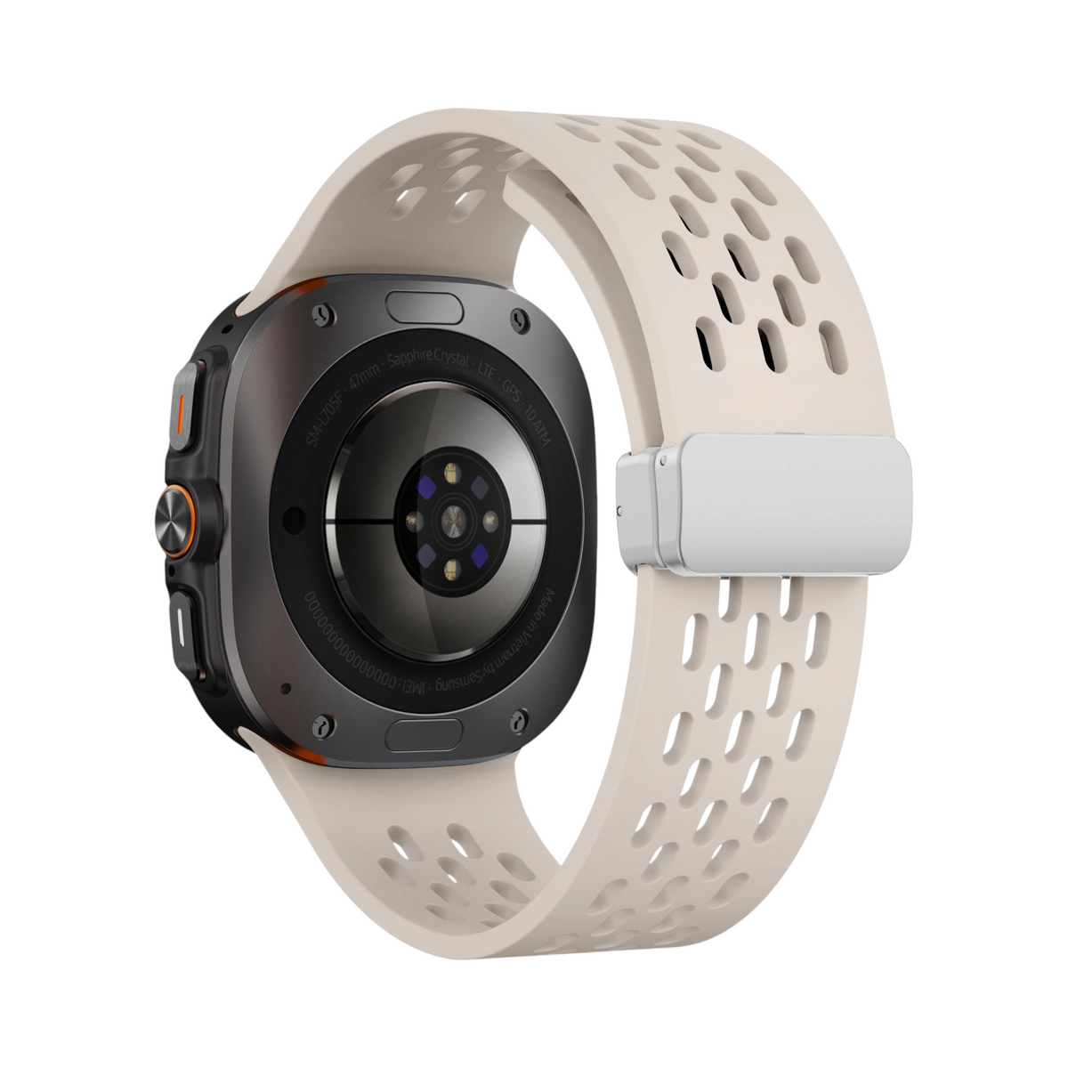 Correa Ventra de The Strap Society México color beige para Galaxy Watch Ultra con diseño perforado y cierre magnético