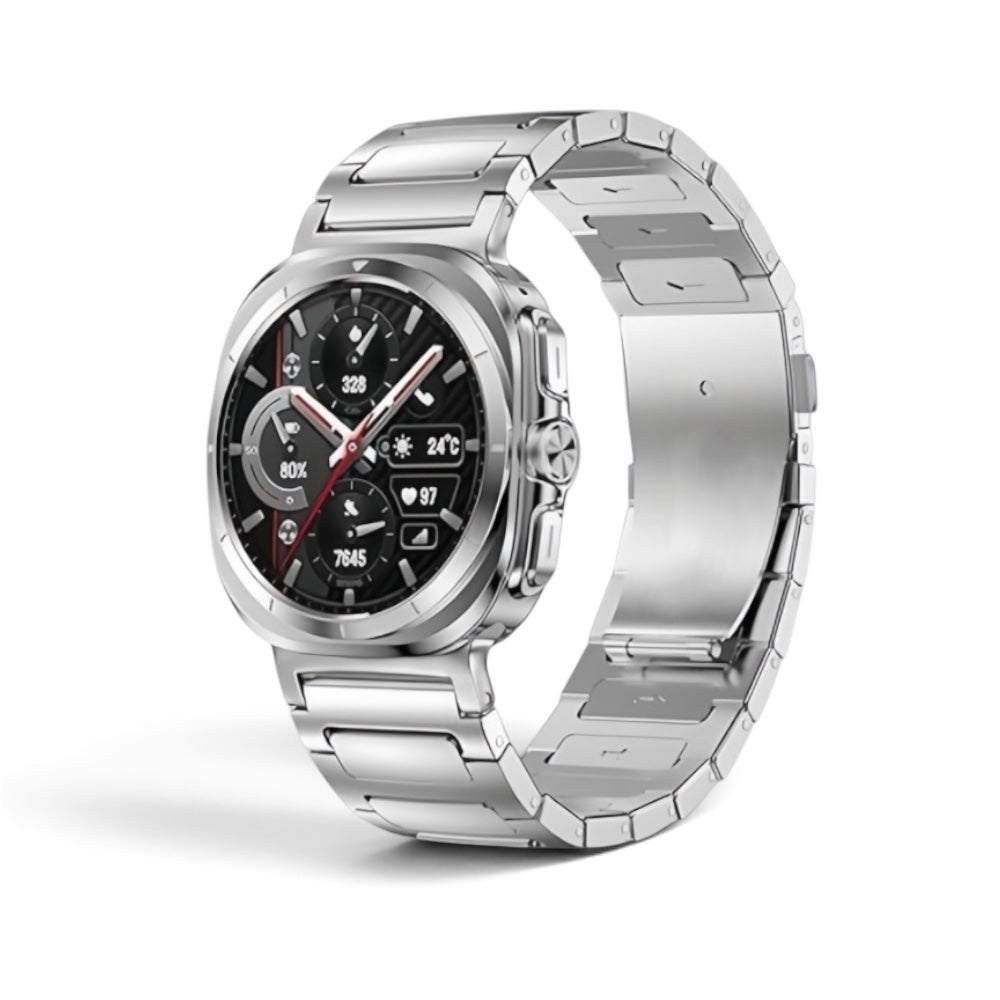Correa de titanio plateada para Galaxy Watch Ultra de The Strap Society México con diseño elegante y resistente.